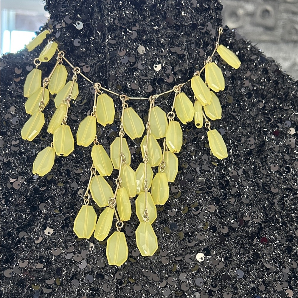 Elegant Yellow Chandelier metal and acrylic Necklace